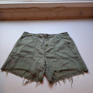 Aerie Shorts Womens Medium Green High Rise Utility Cutoff Military Boho Gorpcore
